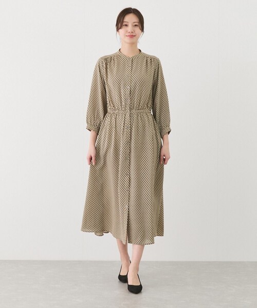 Jayro（ジャイロ）の「前開き幾何学柄ワンピース（ワンピース・レディース・ブラック/オフホワイト/レンガ系・M）」の2枚目の写真