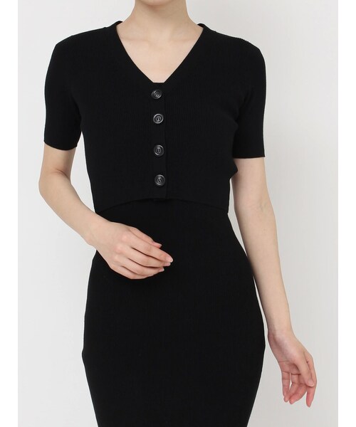 RESEXXY（リゼクシー）の「五分袖ショートカーディガン【セットアップ着用可能】（カーディガン/ボレロ・レディース・ブラック/ピンク/ライトミックス・F）」の2枚目の写真