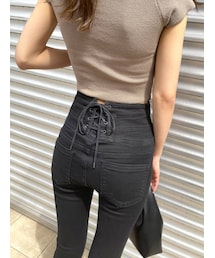 EMODA | バックレースアップハイウエストパギンス(デニムパンツ)