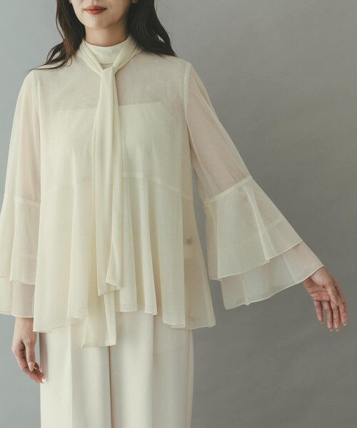 URBAN RESEARCH ROSSO（アーバンリサーチロッソ）の「シアーラメチュールフレアスリーブブラウス（シャツ/ブラウス・レディース・OFF WHITE/BLACK・Free）」の12枚目の写真