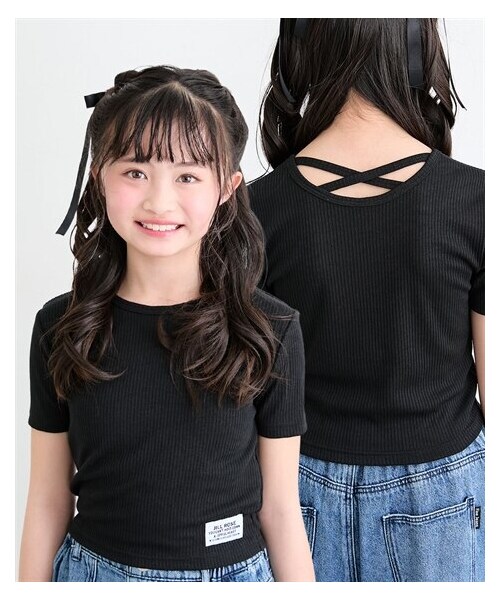 nissen（ニッセン）の「選べる♪カップ付き半袖デザインTシャツ（女の子）（Tシャツ/カットソー・キッズ・オフホワイト(肩開き風)/アイスブルー(肩開き風)/黒(肩開き風)/オフホワイト(クロスデザイン)/アイスブルー(クロスデザイン)/黒(クロスデザイン)・140/150/160）」の13枚目の写真