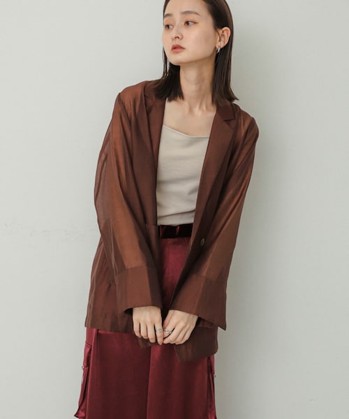 SENSE OF PLACE by URBAN RESEARCH（センスオブプレイスバイアーバンリサーチ）の「シアーテーラードジャケット（テーラードジャケット・レディース・BLACK/IVORY/BROWN・one）」の22枚目の写真