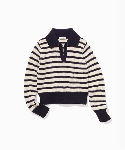 ROPE'（ロペ）の「オーガニックコットンポロニットプルオーバー/イージーケア（ニット/セーター・レディース・ホワイト系/ネイビー/レッド系/ピンク・F）」の4枚目の写真