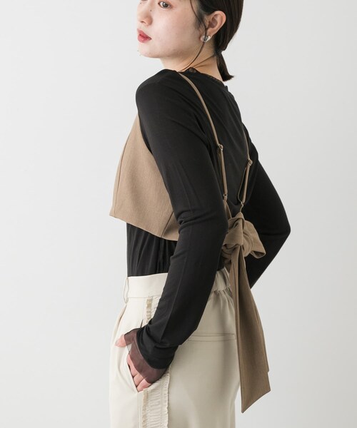 SENSE OF PLACE by URBAN RESEARCH（センスオブプレイスバイアーバンリサーチ）の「バックリボンビスチェ（その他トップス・レディース・BLACK/BEIGE・one）」の2枚目の写真