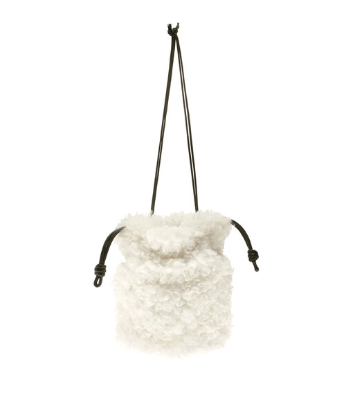ELENDEEK(エレンディーク)の「ECO FUR DRAWSTRING BAG(ハンドバッグ・レディース・オフホワイト/グレー/パープル・F)」の1枚目の写真