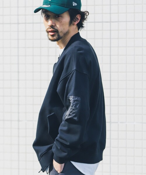 URBAN RESEARCH Sonny Label（アーバンリサーチサニーレーベル）の「裏毛スウェットMA-1ブルゾン（MA-1・メンズ・ライトキャメル/杢グレー/ブラック・M/L）」の5枚目の写真