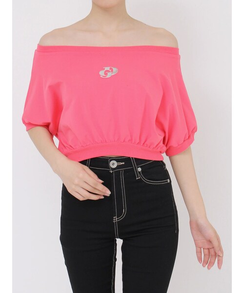 GYDA（ジェイダ）の「GDエンボスオフショルトップス（Tシャツ/カットソー・レディース・オフホワイト/ブラック/ピンク・F）」の5枚目の写真