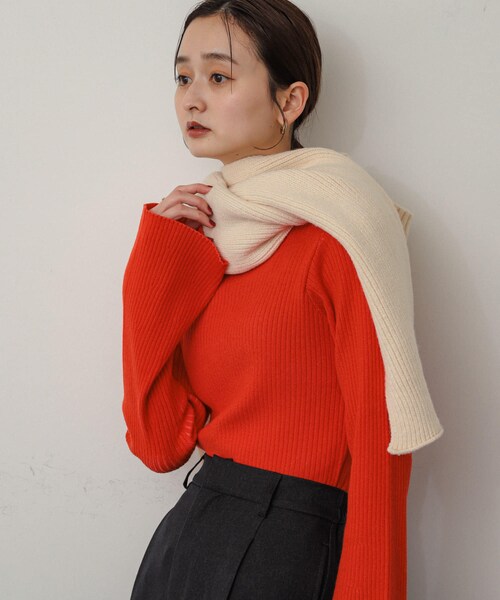 SENSE OF PLACE by URBAN RESEARCH（センスオブプレイスバイアーバンリサーチ）の「フードツキニットストール（ストール/ショール・レディース・IVORY/BLACK・one）」の10枚目の写真