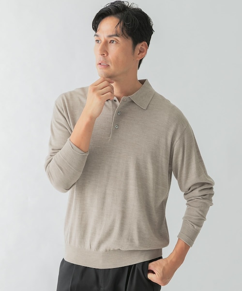 URBAN RESEARCH ROSSO（アーバンリサーチロッソ）の「イタリア糸メリノウールニットポロシャツ（ニット/セーター・メンズ・GREIGE/GRAY/DARK BROWN/NAVY/BLACK・M/L）」の2枚目の写真