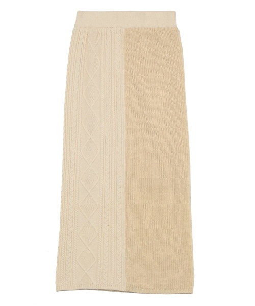 LAGUNAMOON（ラグナムーン）の「ハーフケーブルパターンニットスカート【セットアップ着用可】（スカート・レディース・ホワイト/ピーチ/カーキ・S/M）」の16枚目の写真