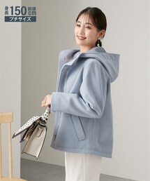 nissen | 小さいサイズ　【軽やかストレッチ】ウール調ショート丈フーデッドコート（吸湿発熱中綿使用）　低身長さん・小柄女性(ジャケット/アウター)