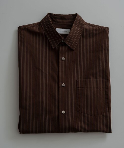 ADAM ET ROPE'（アダムエロペ）の「ストライプタイプライターレギュラーカラーシャツ（シャツ/ブラウス・メンズ・ダークブラウン/ブルー系・L/M）」の5枚目の写真