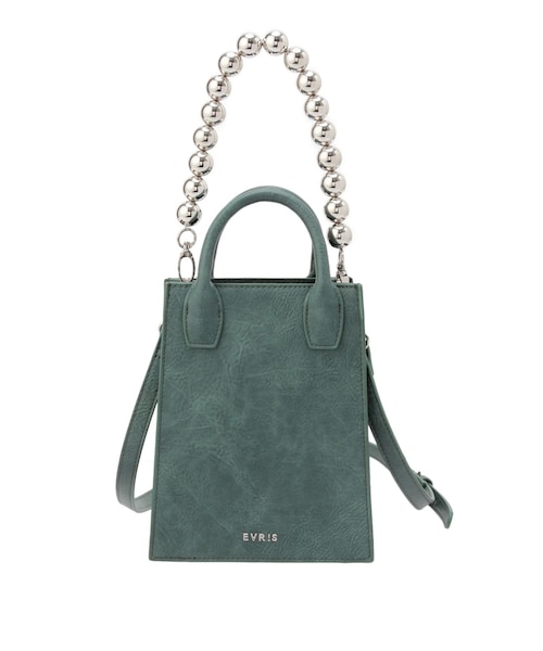 EVRIS（エヴリス）の「ボールチェーンモチーフスクエアショルダーBAG（ショルダーバッグ・レディース・ブラック/ブルー/ブラウン・F）」の3枚目の写真