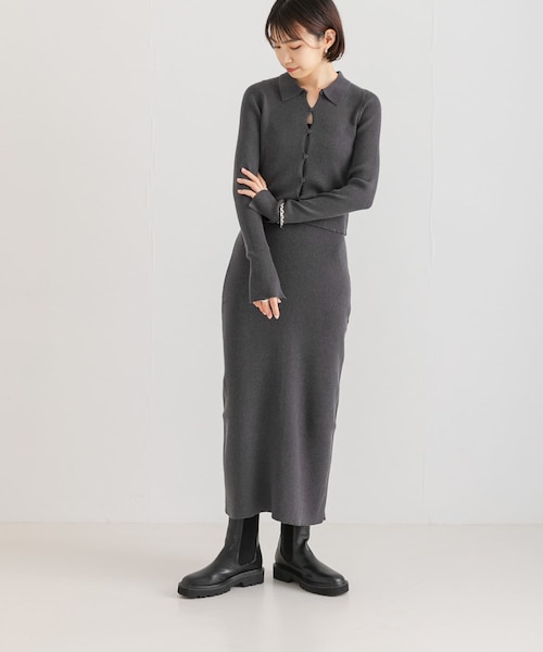 URBAN RESEARCH（アーバンリサーチ）の「シャツカラーリブニットカーディガン（カーディガン/ボレロ・レディース・MOSS GREEN/CHARCOAL/OFF・FREE）」の19枚目の写真