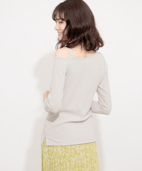 SENSE OF PLACE by URBAN RESEARCH（センスオブプレイスバイアーバンリサーチ）の「アシメネックリブトップ(7分袖)（Tシャツ/カットソー・レディース・BLACK/GREIGE/DUSTY PINK・FREE）」の16枚目の写真
