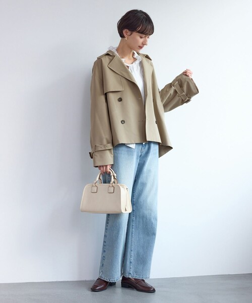 ROPE' PICNIC（ロペピクニック）の「ショート丈トレンチコート/撥水・花粉ガード（トレンチコート・レディース・ベージュ/カーキ/ネイビー・F）」の14枚目の写真
