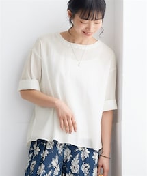 nissen | ６分袖ドビーＴブラウス【私の味方服】(シャツ/ブラウス)