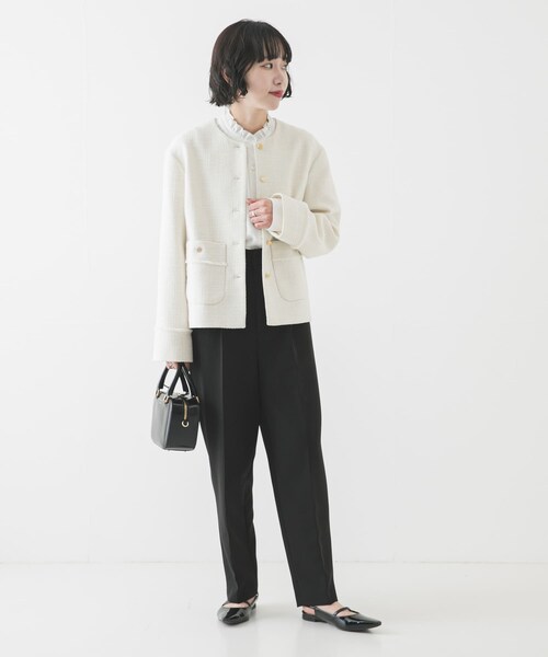 URBAN RESEARCH(アーバンリサーチ)の「ノーカラーツイードジャケット(ノーカラージャケット・レディース・OFF WHITE/BLACK MIX・Free)」の10枚目の写真