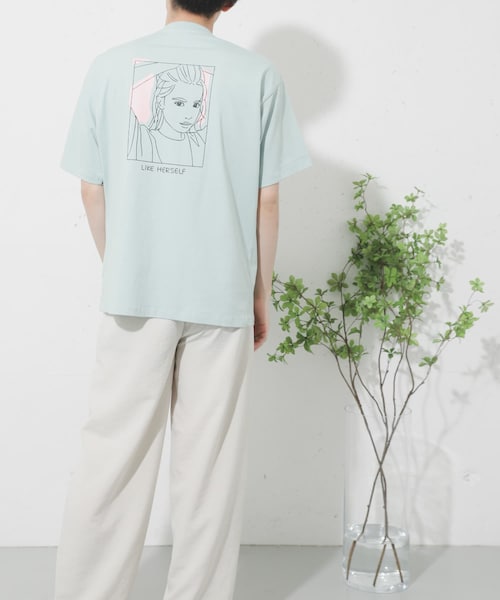 SENSE OF PLACE by URBAN RESEARCH(センスオブプレイスバイアーバンリサーチ)の「ガールグラフィックTシャツ(5分袖)(Tシャツ/カットソー・メンズ・PURPLE/WHITE①/PINK/ORANGE①/WHITE②/ORANGE②/WHITE③/MINT/ORANGE③・M/L)」の5枚目の写真