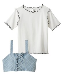 QUNTSTYLE | ２点セット（デニムビスチェ＋Tシャツ）（女の子）(Tシャツ/カットソー)