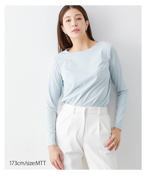 nissen（ニッセン）の「前身2枚重ね長袖カットソー（Tシャツ/カットソー・レディース・オフホワイト/黒/サックス・MTT/LTT/LLTT/3LTT/4LTT/5LTT）」の3枚目の写真