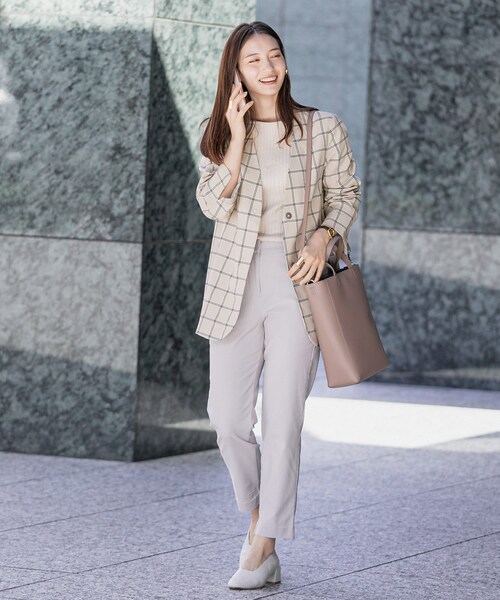 SENSE OF PLACE by URBAN RESEARCH（センスオブプレイスバイアーバンリサーチ）の「チェックノーカラージャケット（ノーカラージャケット・レディース・MOCHA/GREIGE・FREE）」の8枚目の写真