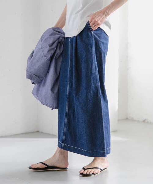 URBAN RESEARCH DOORS（アーバンリサーチドアーズ）の「FORK&SPOON　綿麻デニムスカート（デニムスカート・レディース・ONEWASH/USED・1/2）」の6枚目の写真