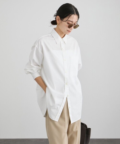 ADAM ET ROPE'(アダムエロペ)の「オーバーダイコットンサテンシャツ(シャツ/ブラウス・レディース・ホワイト/サックス・F)」の10枚目の写真