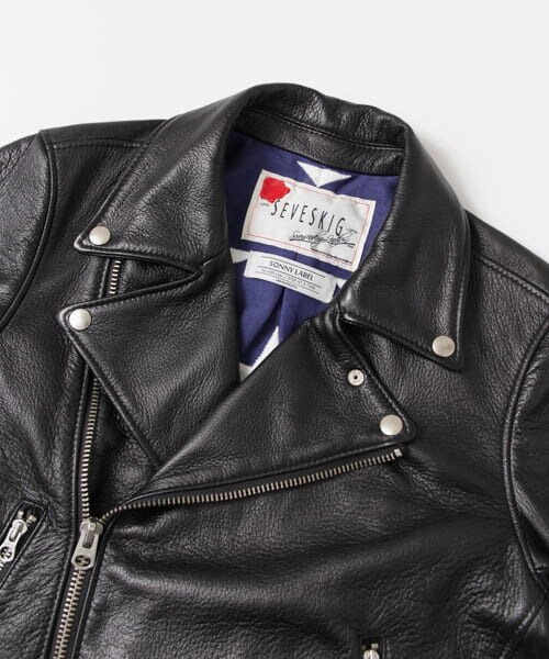 URBAN RESEARCH Sonny Label（アーバンリサーチサニーレーベル）の「SEVESKIG　別注GOAT SKIN S-RIDERS JACKET（ライダースジャケット・メンズ・BLACK・S/M）」の8枚目の写真