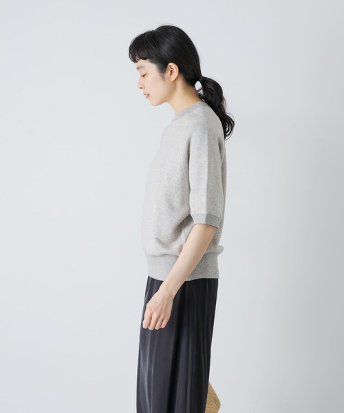 かぐれ（カグレ）の「コットンリヨセル半袖スウェット（スウェット・レディース・LIGHT GRAY/OATMEAL/NAVY・Free）」の7枚目の写真