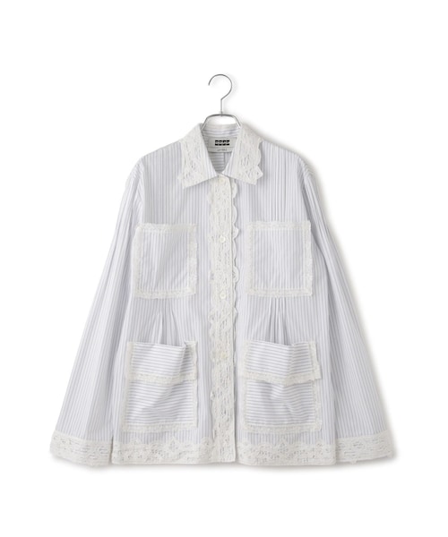 ADAM ET ROPE'（アダムエロペ）の「【J'aDoRe・一部店舗限定】【EENK（インク）】Lace Trim Shirts with Pocket（シャツ/ブラウス・レディース・ホワイト系/ブルー系・S）」の11枚目の写真