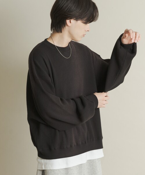 SENSE OF PLACE by URBAN RESEARCH(センスオブプレイスバイアーバンリサーチ)の「フェードワッフルバルーンスウェット(スウェット・メンズ・BLACK/BROWN/BLUE・M/L)」の6枚目の写真