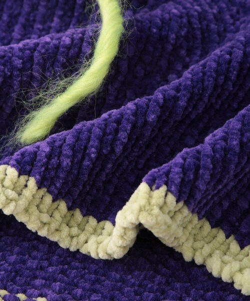 ADAM ET ROPE'（アダムエロペ）の「【BONSAI/ボンサイ】KNIT CHENILLE BALAKLAVA（ニットキャップ/ビーニー・メンズ・ブルー/パープル・F）」の9枚目の写真