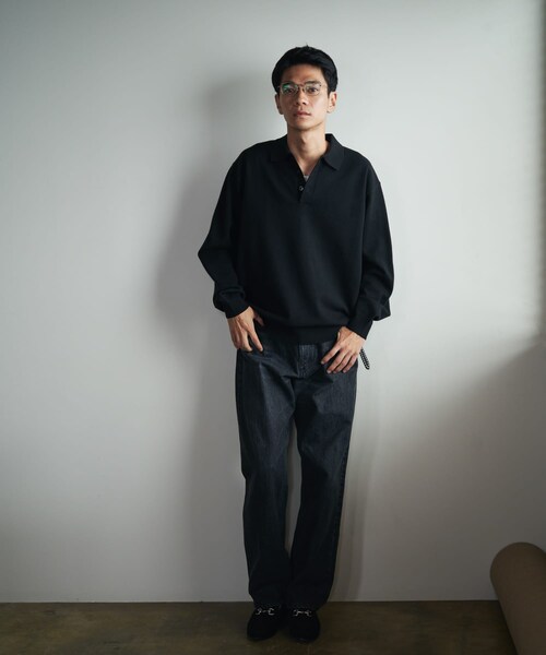 URBAN RESEARCH DOORS（アーバンリサーチドアーズ）の「『XLサイズ/WEB限定/仁村紗和さん着用』『UR TECH 200日ニット』 ポロシャツ（ポロシャツ・メンズ・L/GRY/BROWN/BLACK/BLUE GREEN・M/L/XL）」の16枚目の写真