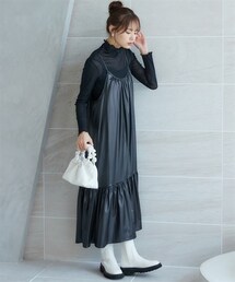 miclat | 大きいサイズ　フェイクレザー調キャミワンピース　miclat(ワンピース)