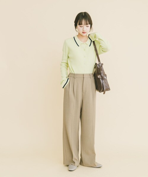 ITEMS URBANRESEARCH（アイテムズ アーバンリサーチ）の「配色ポロニット（ニット/セーター・レディース・GRY/NVY/MELON・Free）」の20枚目の写真