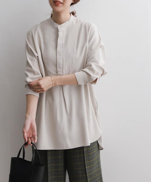 URBAN RESEARCH DOORS（アーバンリサーチドアーズ）の「ドレスシャツチュニック∴（チュニック・レディース・BROWN/OFF WHITE/L.GRAY・one/One）」の13枚目の写真