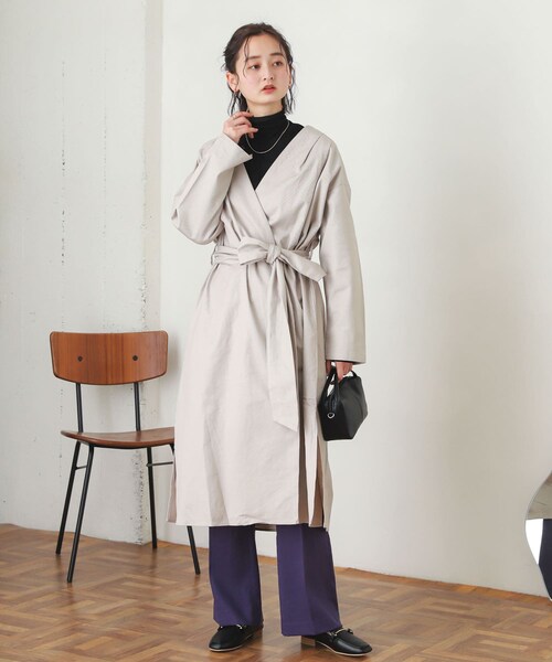 SENSE OF PLACE by URBAN RESEARCH（センスオブプレイスバイアーバンリサーチ）の「ガウンアウター（ノーカラージャケット・レディース・L.OLIVE/GREIGE・one）」の10枚目の写真