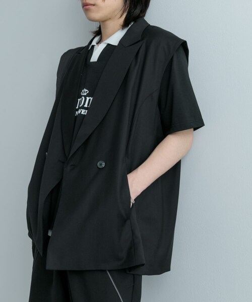 SENSE OF PLACE by URBAN RESEARCH(センスオブプレイスバイアーバンリサーチ)の「『ユニセックス』『セットアップ対応』 サイドスリットテーラードベスト(テーラードジャケット・メンズ・BLACK/GRAY/MINT・M/L)」の5枚目の写真