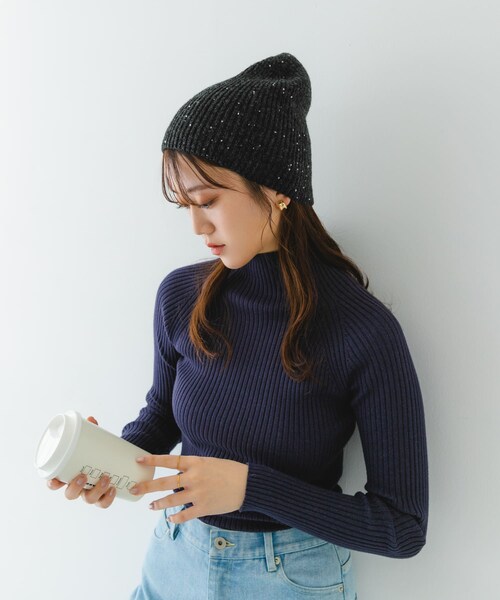 RODE SKO（ロデスコ）の「スパンコールニットワッチ（ニットキャップ/ビーニー・レディース・CHARCOAL/MILK/BLACK・one）」の3枚目の写真
