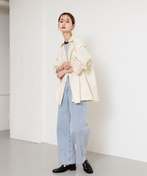 SENSE OF PLACE by URBAN RESEARCH（センスオブプレイスバイアーバンリサーチ）の「2WAYショートトレンチコート（ステンカラーコート・レディース・IVORY/BEIGE・one）」の11枚目の写真