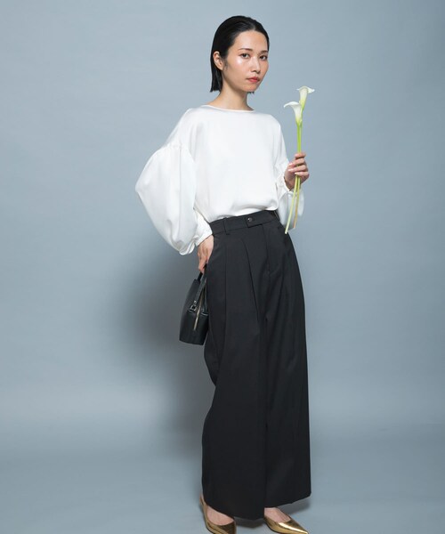 URBAN RESEARCH ROSSO（アーバンリサーチロッソ）の「ハンマーサテンギャザーブラウス（シャツ/ブラウス・レディース・WHITE/BLACK・Free）」の11枚目の写真