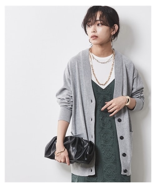 nissen（ニッセン）の「大きいサイズ 綿100％ハイツイストVネックカーディガン シックスタイル（カーディガン/ボレロ・レディース・ベージュ/グレー/ネイビー・L/LL/3L/4L/5L/6L/8L/10L）」の7枚目の写真