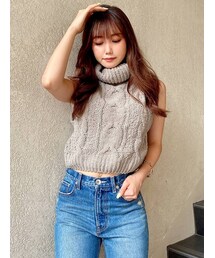GYDA | モールヤーンケーブル ノースリニットトップス(ニット/セーター)