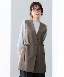 7days Life Styling | 洗えるストレッチダブルクロスベルト付ノーカラージレ（ストレッチ・しわになりにくい・UVカット・洗濯機OK）(カバーオール)