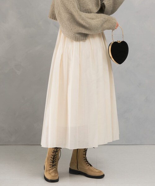 URBAN RESEARCH ROSSO（アーバンリサーチロッソ）の「オーガンジープリーツスカート（スカート・レディース・OFF WHITE/YELLOW・FREE）」の4枚目の写真