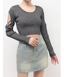 EVRIS | オープンアームラメチャームニットトップス(ニット/セーター)