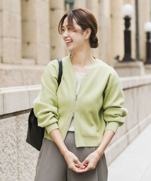 URBAN RESEARCH DOORS（アーバンリサーチドアーズ）の「『仁村紗和さん着用』『UR TECH Renew Knit』VネックZIPカーディガン（カーディガン/ボレロ・レディース・OFF/PINK/PISTACHIO/NAVY・Free）」の18枚目の写真