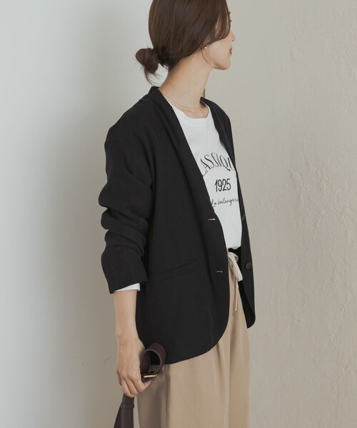 URBAN RESEARCH DOORS（アーバンリサーチドアーズ）の「ノーカラージャケット（ノーカラージャケット・レディース・GREIGE/BLACK・M）」の18枚目の写真