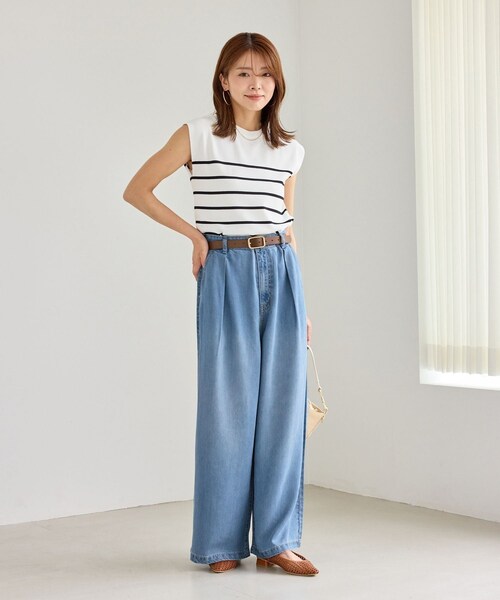 ROPE' PICNIC(ロペピクニック)の「さらっとライトオンスワイドデニムパンツ(デニムパンツ・レディース・ネイビー/サックス・M/S)」の13枚目の写真